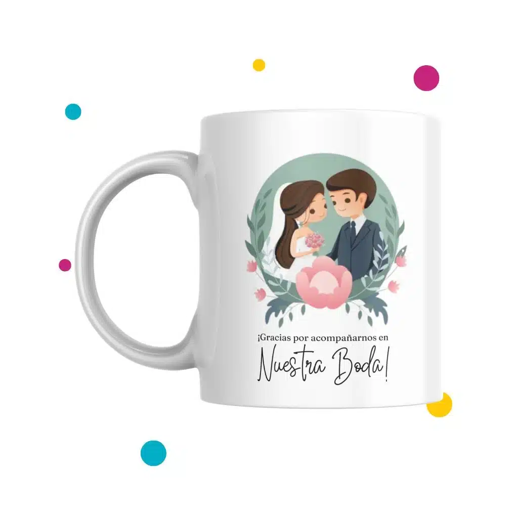 tazas de boda con dibujo de esposos