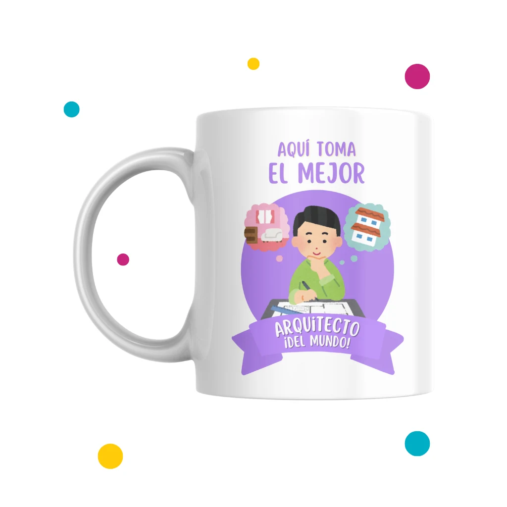 Tazas para arquitectos con dibujito de arquitecto