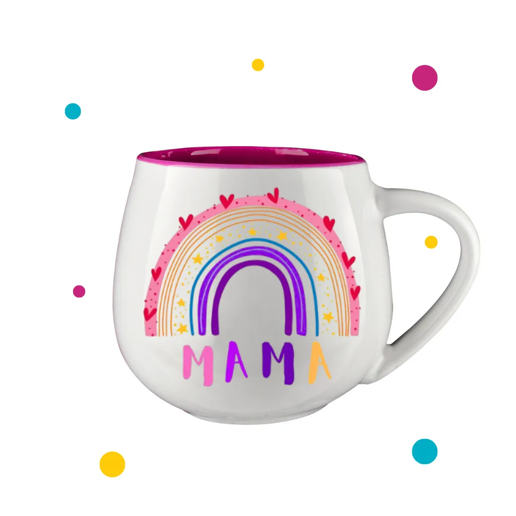 Mug personalizado de cerámica con diseño de arcoiris para mamá