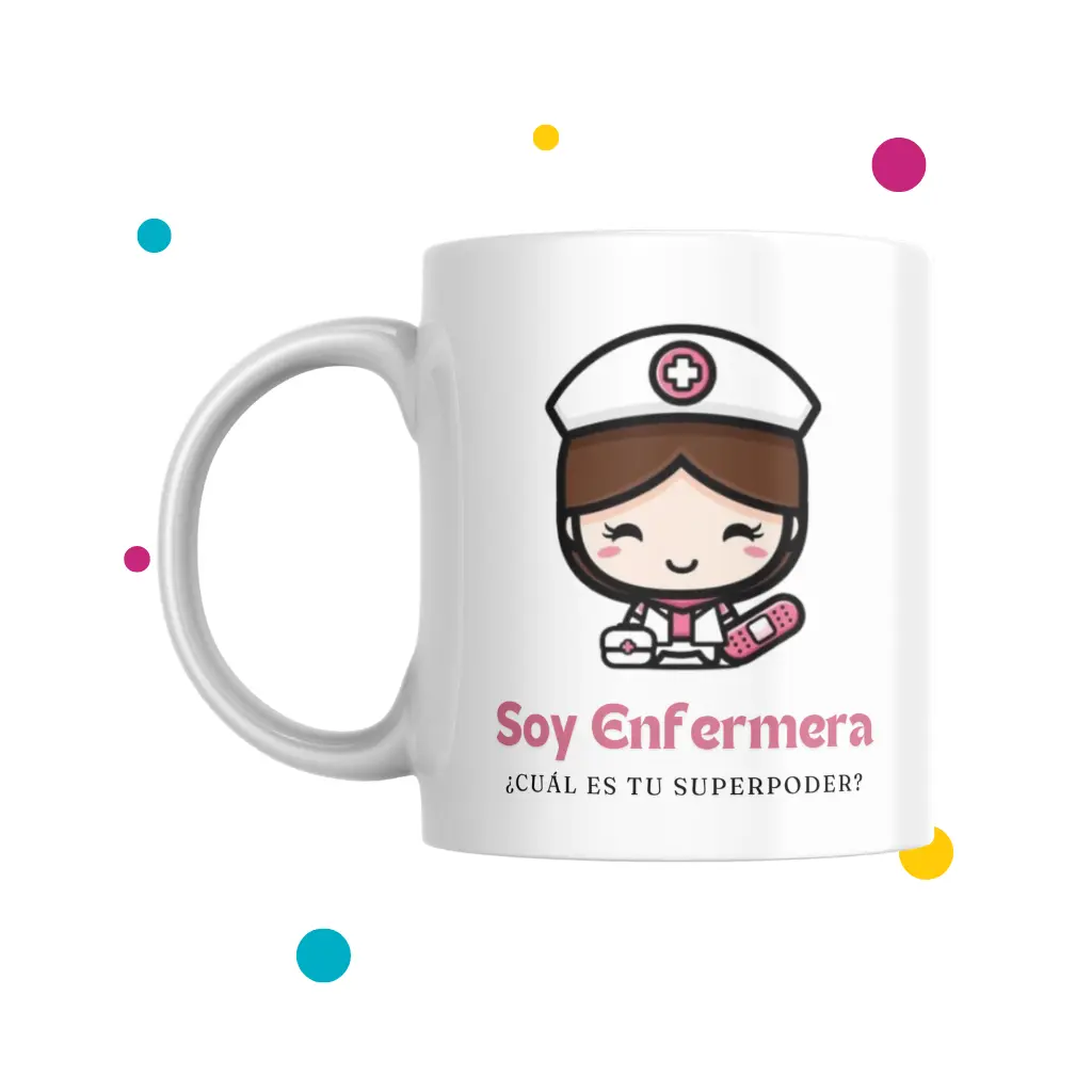 taza dia de la enfermera con dibujo de enfermera