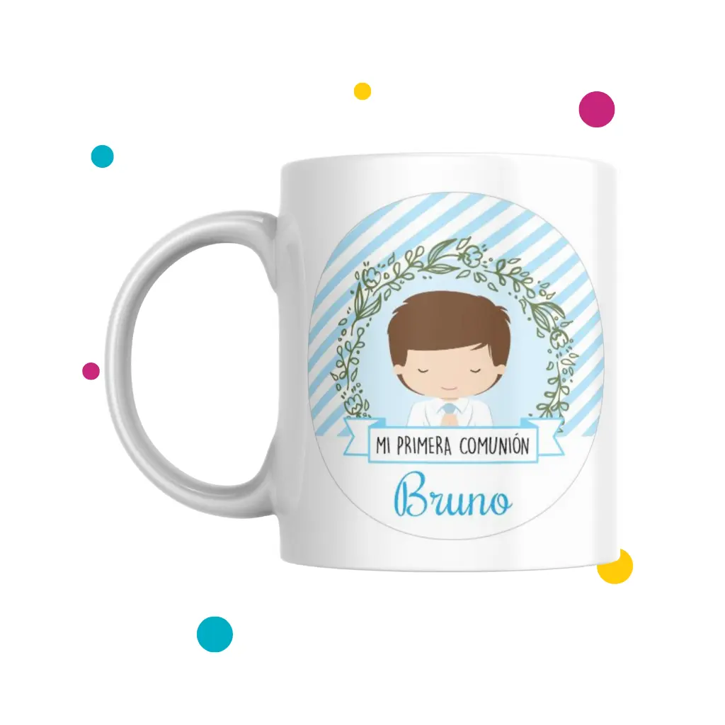taza primera comunion con dibujo de niño