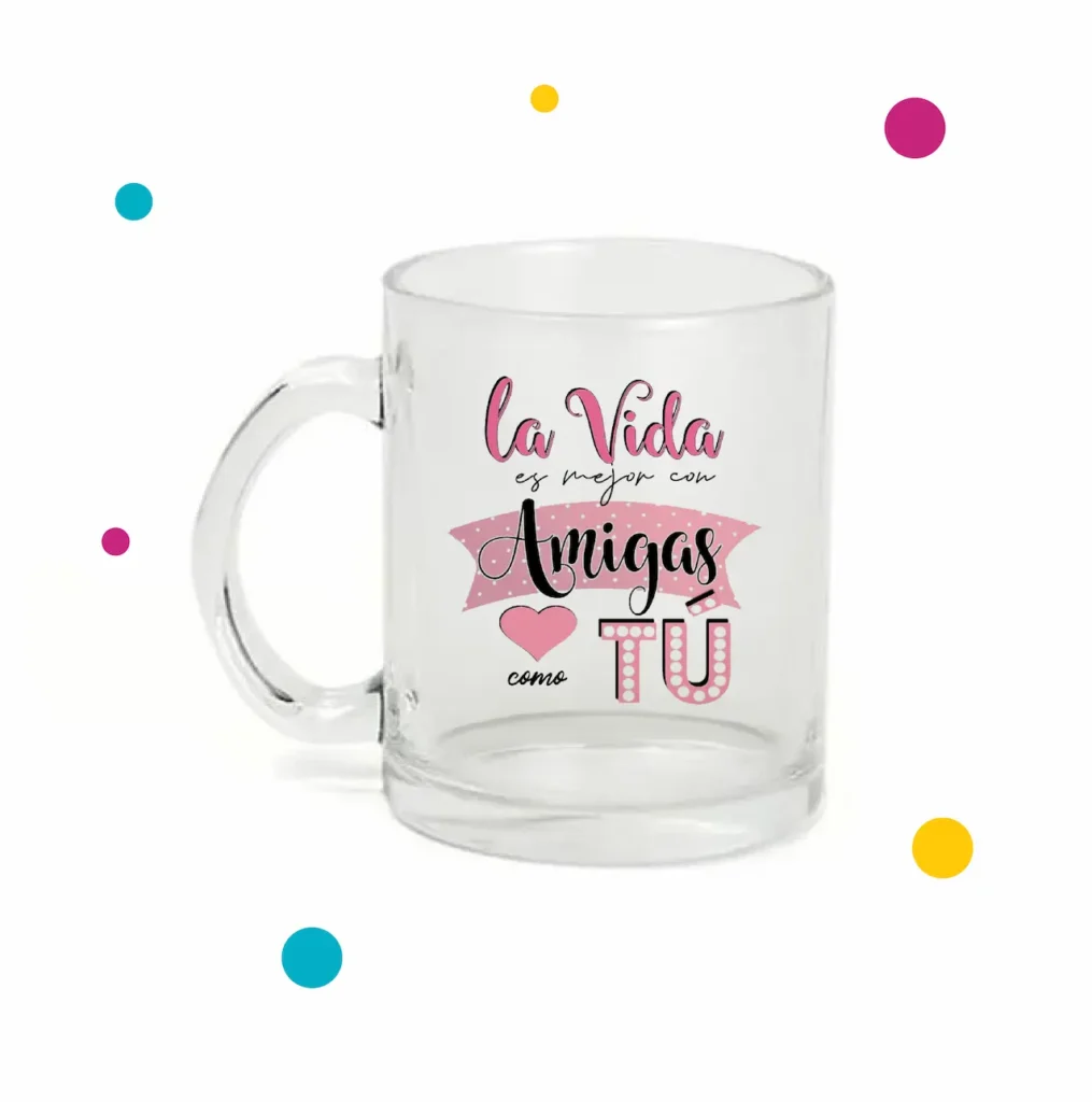 tazas de cristal con frase para amigas