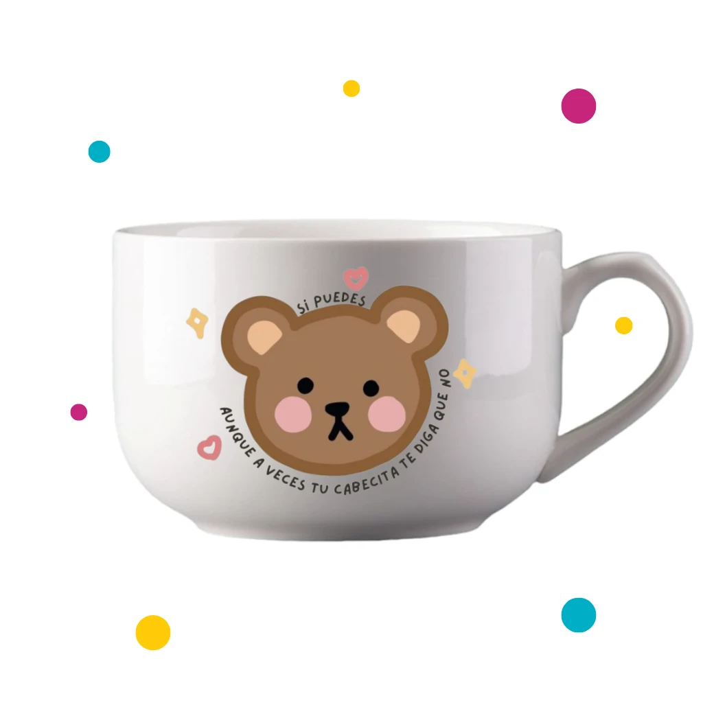 tazas asthetic grandes y anchas con diseño de osito