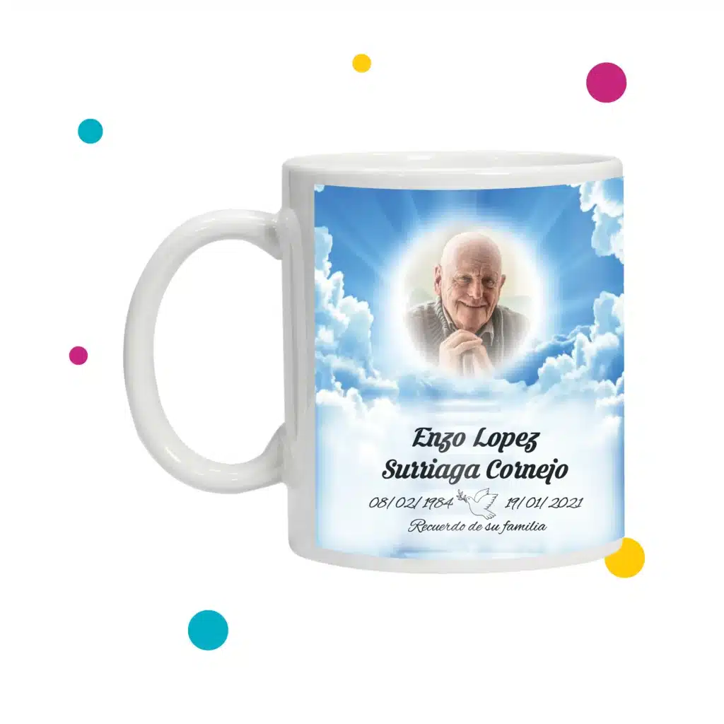 Taza con motivo de recuerdo para difunto