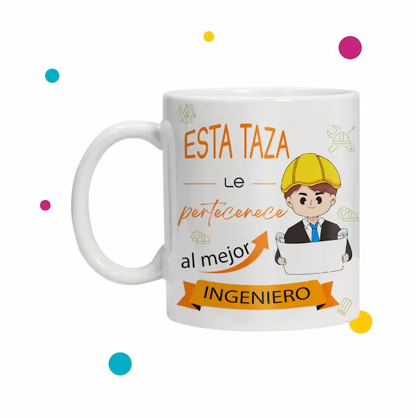 Taza de ingenieros que dice ''esta taza le pertenece al mejor ingeniero''