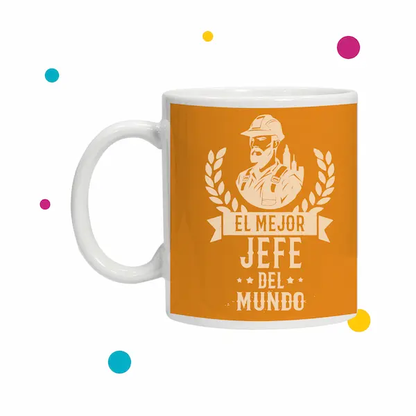 Linda taza para jefe con diseño naranja