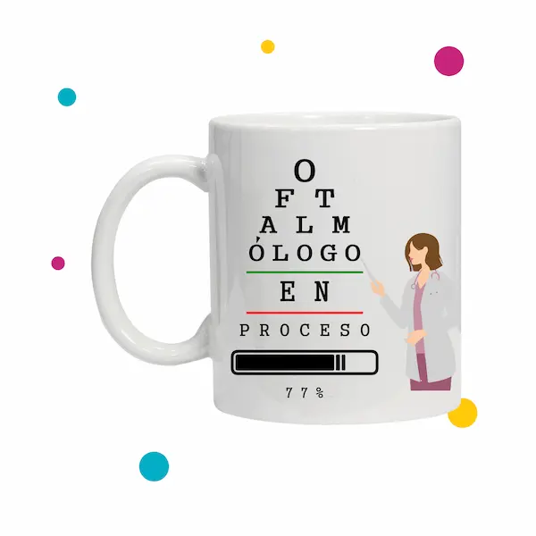taza con lindo diseño de oftalmólogos