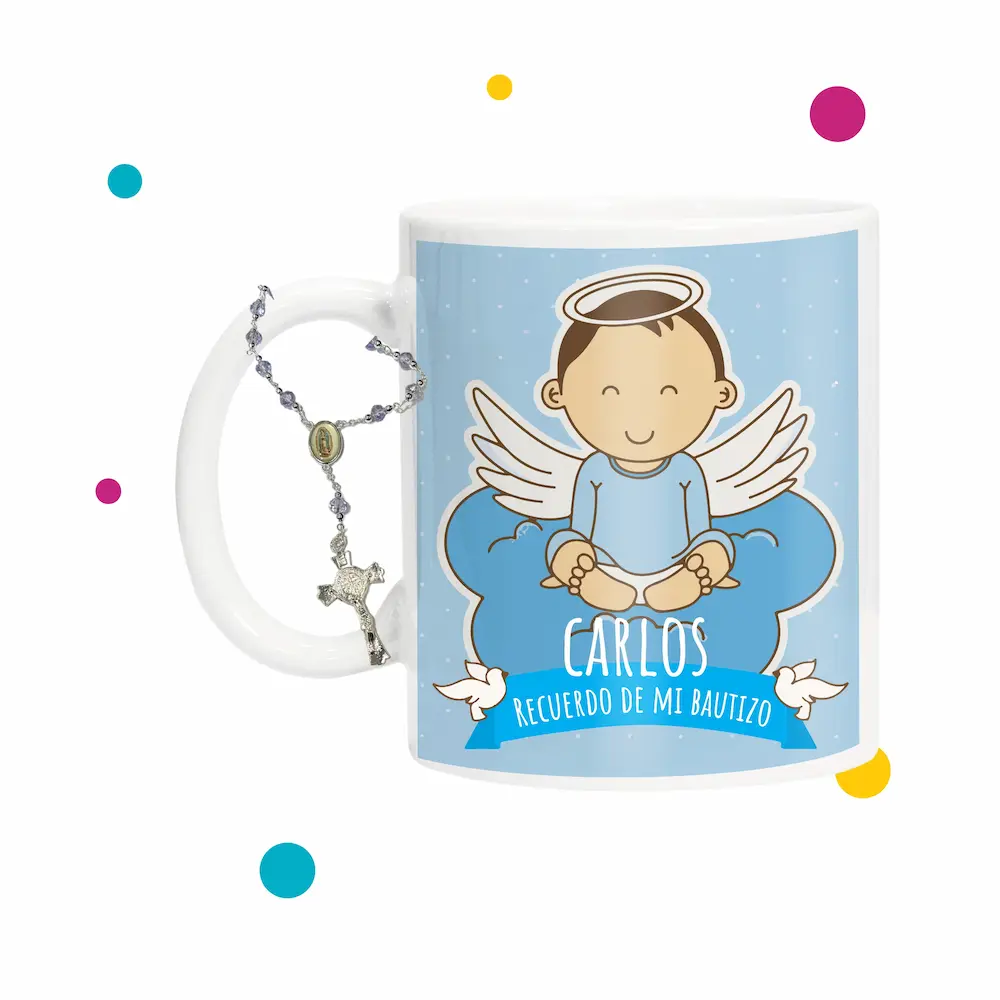 Diseño de tazas para bautizo