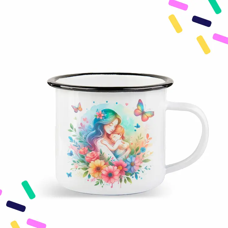Taza enamel con ilustración del día de la madre
