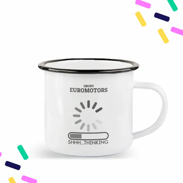 Taza enamel con diseño corporativo