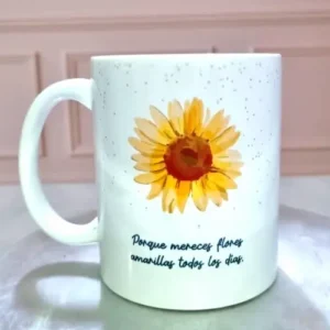 taza flores amarillas
